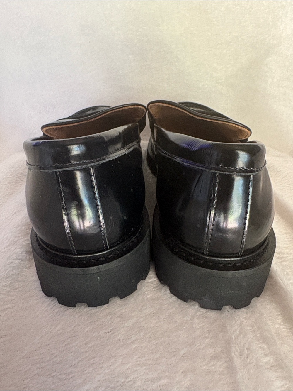 THURSDAY Women’s Black Lug Sole Platform Penny Loafers - Picture 5 of 8